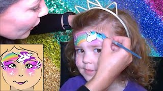 Rainbow Unicorn face painting tutorial - great for beginners - quick and easy design