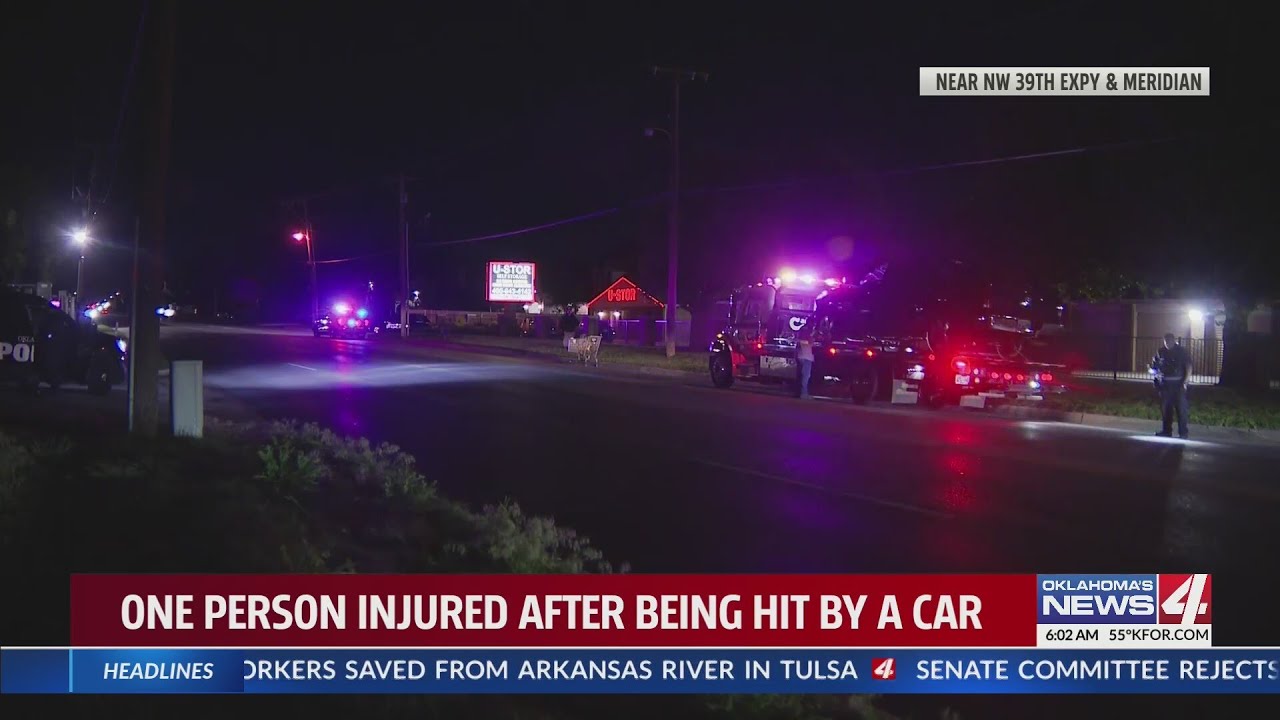 One hit, injured by car in NW Oklahoma City - YouTube