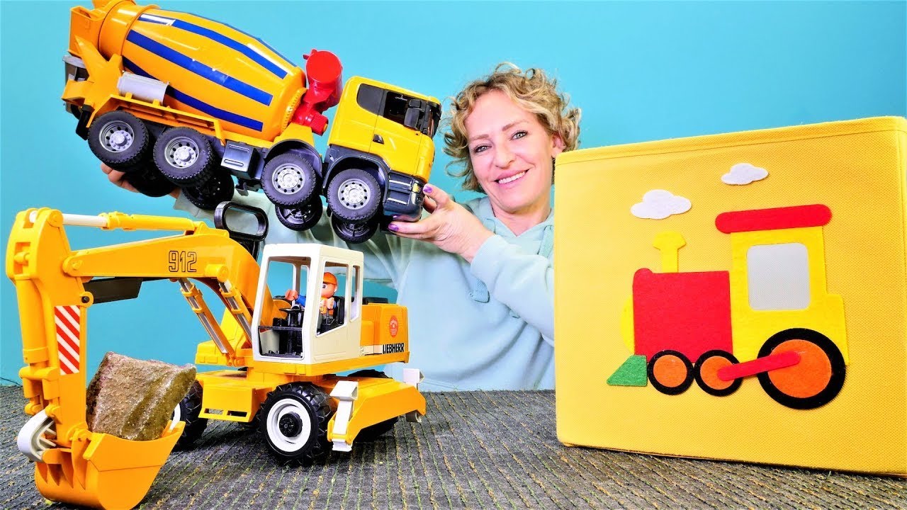 Nicole baut einen Kanal. Video für Kinder mit tollen Spielzeugautos