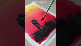 This simple sunset painting is so healing 🧡 #painting#acrylicpainting #shors