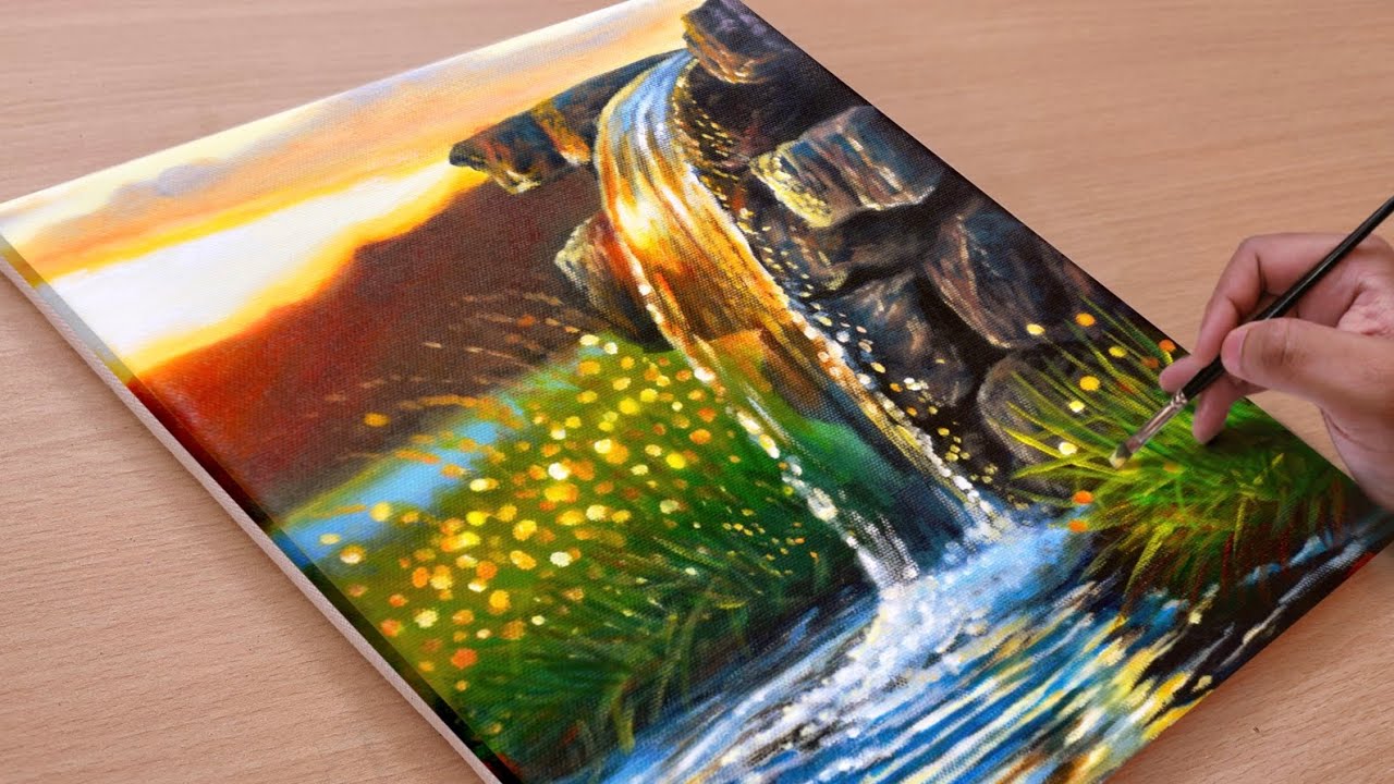 Painting a Beautiful Morning Scenary / Acrylic painting / Art paintings