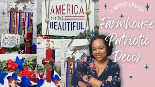 PATRIOTIC FARMHOUSE DECOR | $1 DIY DECOR | 5 Minute EASY CRAFTS!
