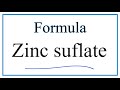 Zinc Compounds and Polyatomic Ions
