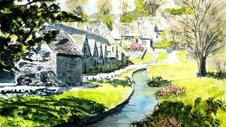 世界一美しい村（透明水彩風景画） ／コッツウォルズの風景 Cotswolds