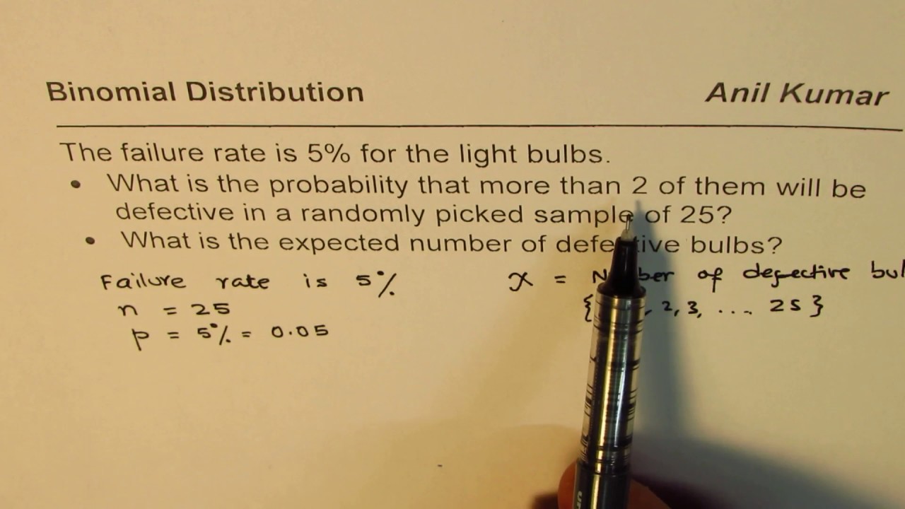 Binomial Distribution of Light Bulbs Failure Rate and Expectancy YouTube