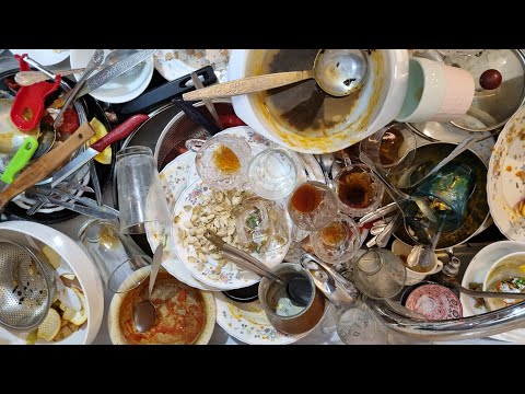 ASMR Dishwashing Satisfying | From Greasy Pile to Spotless Shine