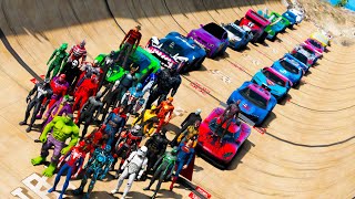 HOMEM ARANHA E AMIGOS SALTO COM CARROS LOUCAS HOT WHEELS! CARS AND SPIDERMAN - GTA 5