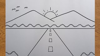 Cara Menggambar Pemandangan Gunung - Caranya Sangat Mudah | Very Easy, How To Draw Mountain Scenery