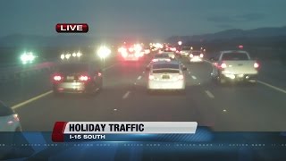 Traffic backs up on I-15 heading to California