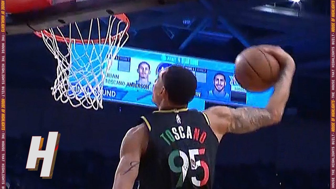 Juan Toscano-Anderson skies over Andrew Wiggins in NBA Dunk