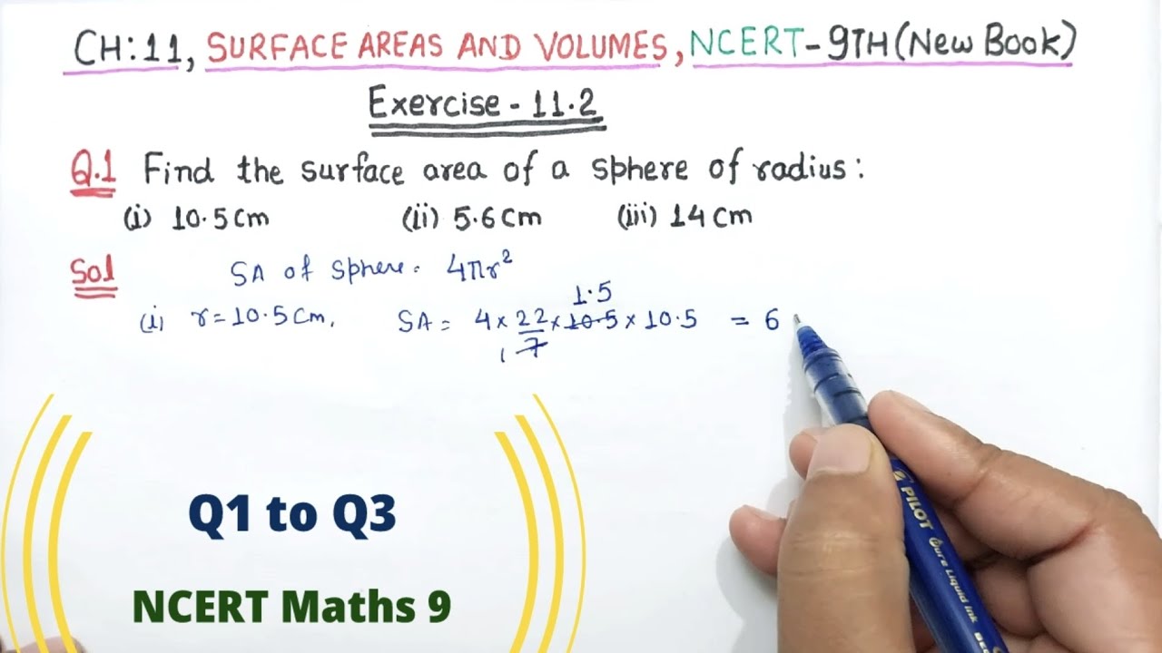 Ex 11.2 (Q1 to Q3) Surface Areas and Volumes Class 9 Maths Ncert New ...