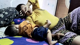 Baby Arez asked for breast milk but his mother fell asleep || cute baby