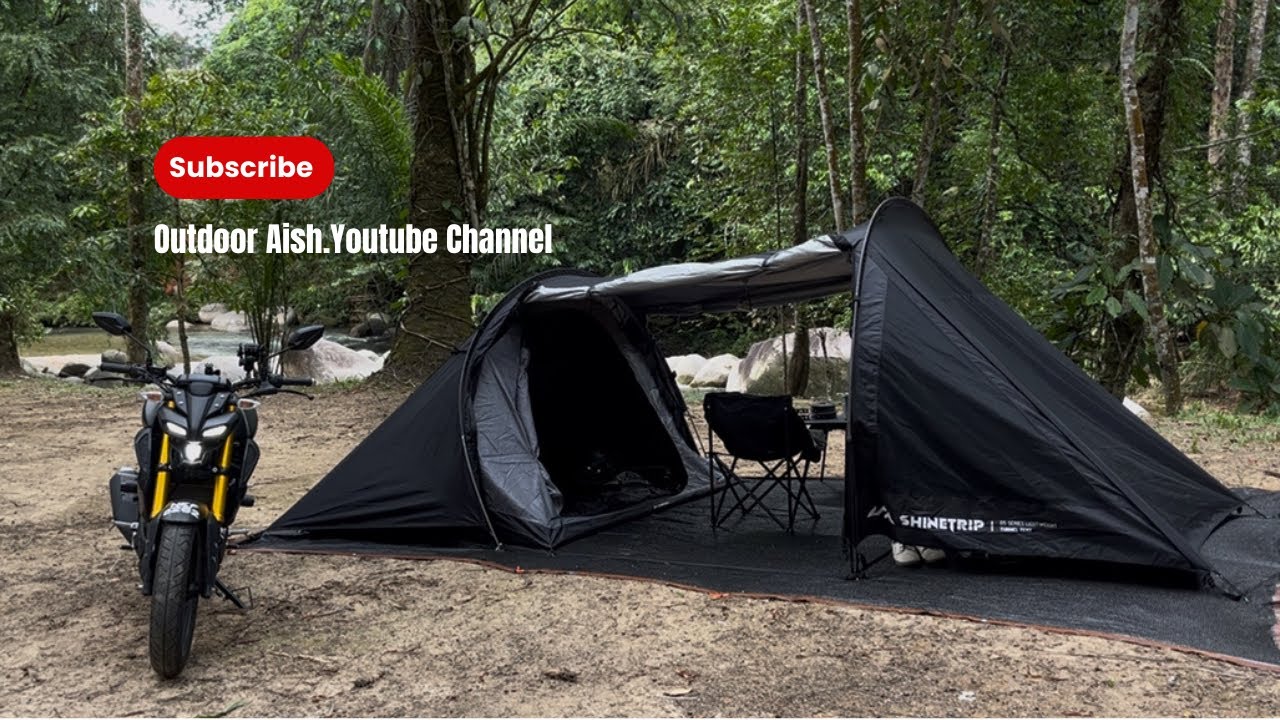 SOLO MOTORCYCLE CAMPING ( BLACK MT15 ) ft CAT 🐈 BY OUTDOOR AISH || RIVER VIEW BATANG KALI