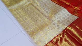 Pure Kanchipuram Handloom Pattu bridal Silk saree online white cream colour WhatsApp 9361956083 screenshot 2