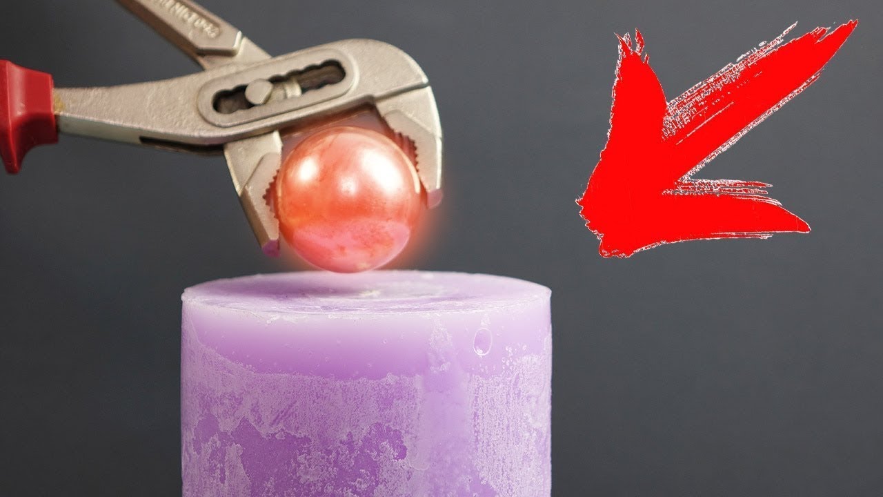 GLOWING 1000 DEGREE METAL BALL VS GIANT CANDLE