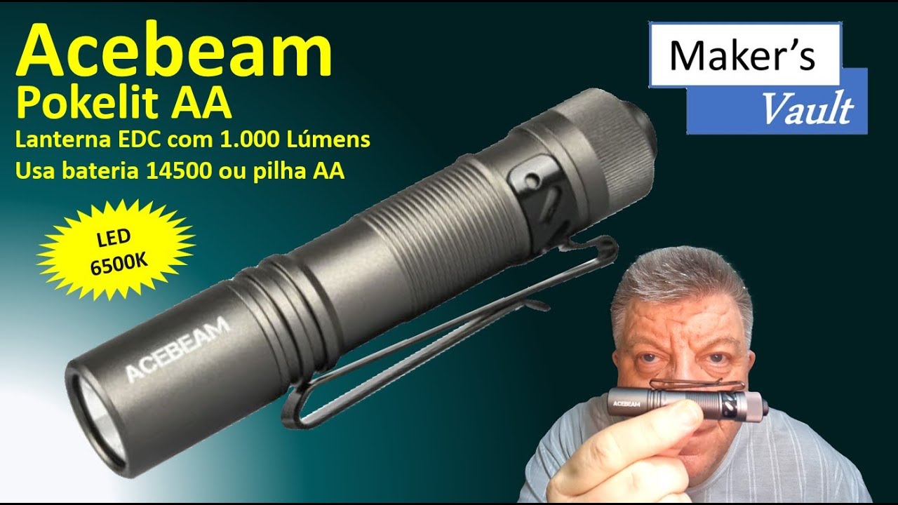 Acebeam Pokelit AA: Lanterna EDC com 1.000 lúmens e led de 6.500K