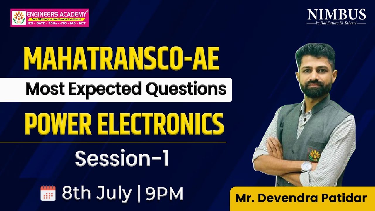 Mahatransco AE Vacancy 2024 | Power Electronics Most Expected Questions For Mahatransco AE | Lect-1