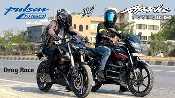 2024 Bajaj Pulsar N160 Vs TVS Apache RTR 160 2V | Drag Race