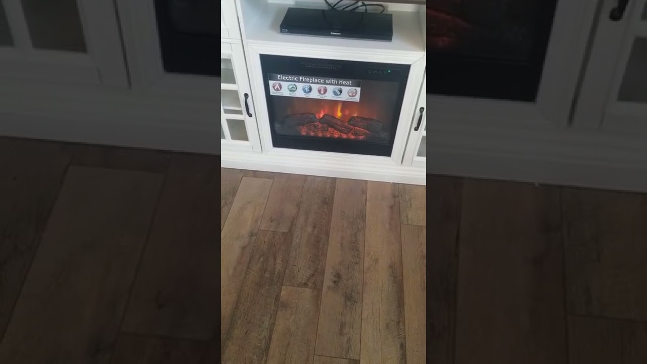 Our brand new electric fireplace with heat!