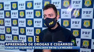 PRF apreende carga drogas e cigarros avaliada em R$ 1,4 milhão