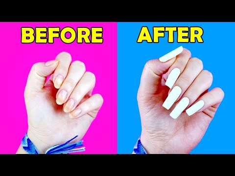 HOW TO MAKE FAKE NAILS WITH HOME MATERIALS #2 ( Without Nail Glue) - AMAZING NAIL TRANSFORMATION