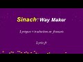 Sinach way maker lyriques  traduction en franais