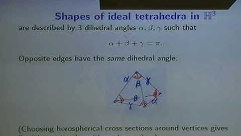 Craig Hodgson (University of Melbourne) / Hyperbolic structures from angle structures