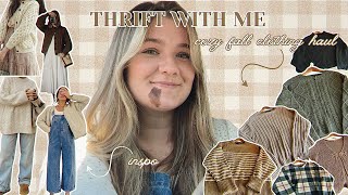 FALL THRIFT HAUL | Thrift With Me for a COZY FALL WARDROBE | $100 Thrift Challenge