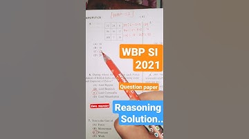 ✨WBP-SI 2021 QUESTION PAPER.REASONING SOLUTION ✨✨✨