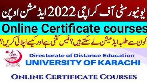 University of Karachi admissions in online certificate courses|Fee structure |admission schedule