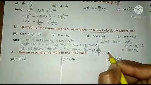Std : 7. Sub : Maths. Chp 14 Algebraic Formulae - Expansion of Squares Part 2