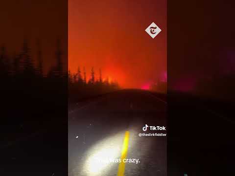 Wildfires light up the sky and scorch trees in yellowknife