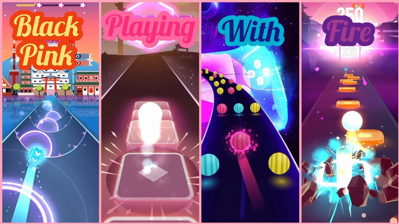 Black pink - playing with fire - Tiles hop Vs beat roller Vs Dancing road Vs Hop ball | cenzo Play