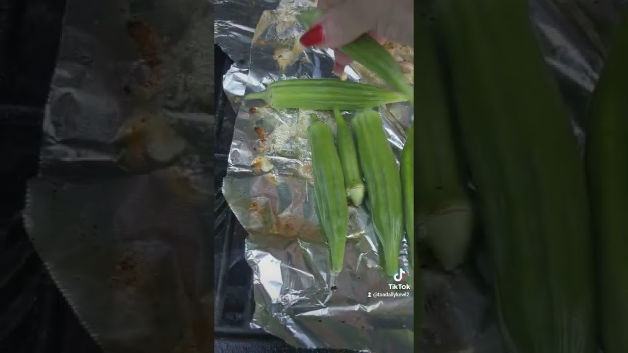 Grilling Okra and grilled bbq chicken thighs YouTube