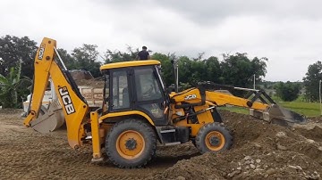 JCB Backhoe 3Dx Loader Loading Gravel in Dump Truck