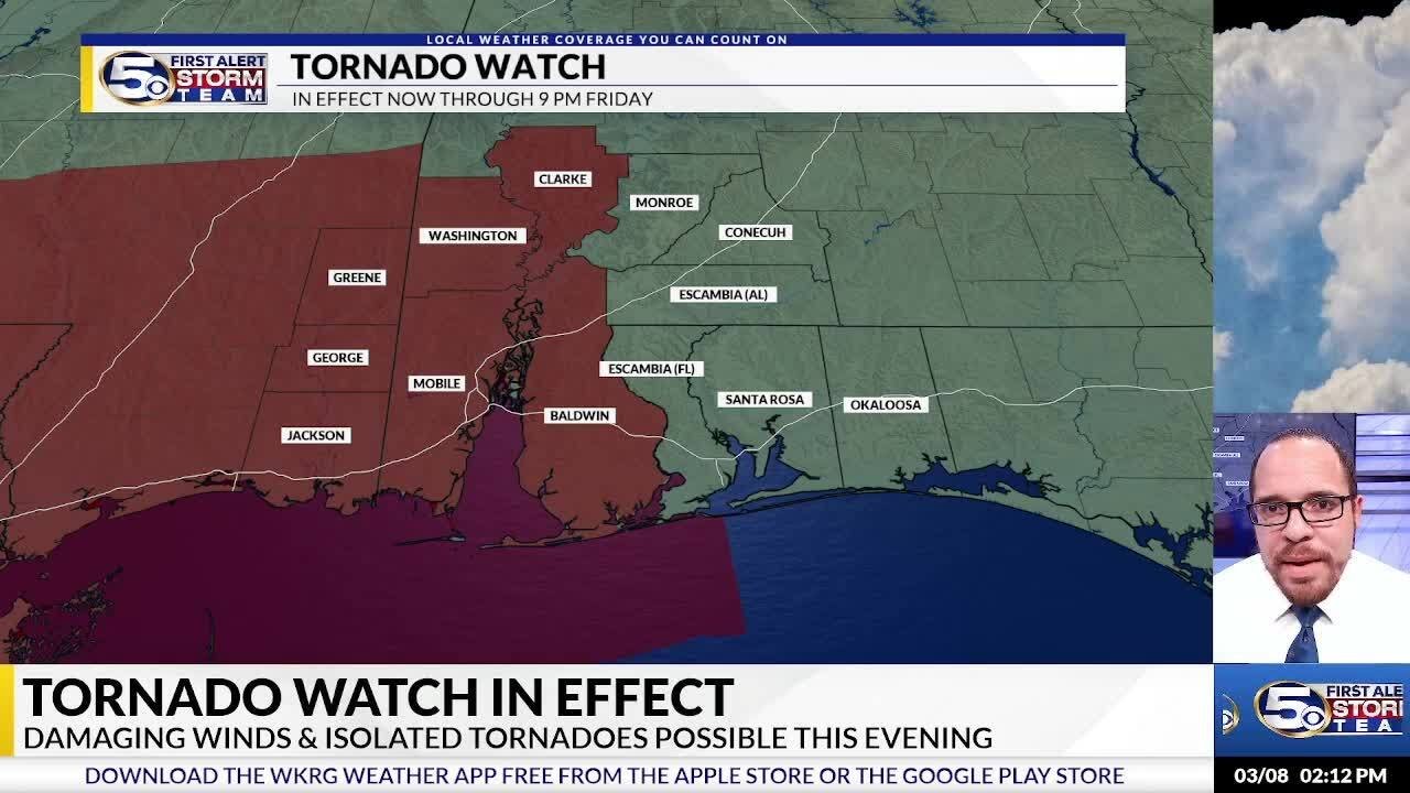 Tornado Watch in Effect for Gulf Coast - YouTube