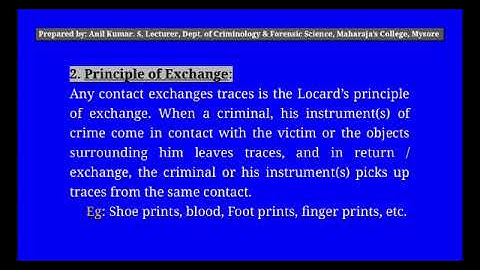 LAWS & PRINCIPLES OF FORENSIC SCIENCE