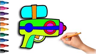 Water Gun Coloring Pages And Drawings With Colorful Markers Art Colors
