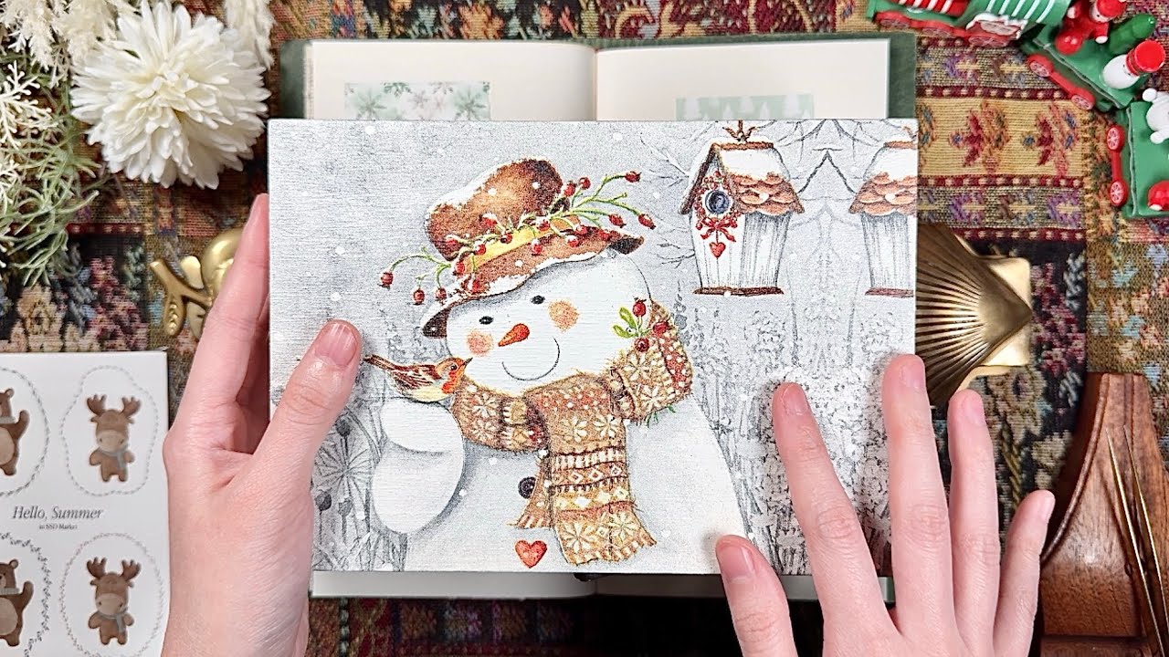 🫎Christmas Eve🎄다이어리 꾸미기ㅣASMRㅣvintage journal