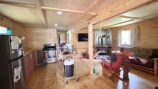 Off Grid Cabin Remodel: Removing A Wall, Beam Construction, Tongue And Groove