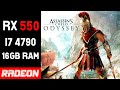 Assassin's Creed Odyssey na RX 550 Teste de FPS - | 1080p | - Grafico Baixo FSR