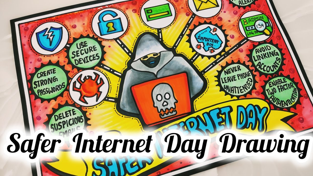 Safer Internet Day Poster/Safer Internet Day Drawing Easy steps /Cyber ...