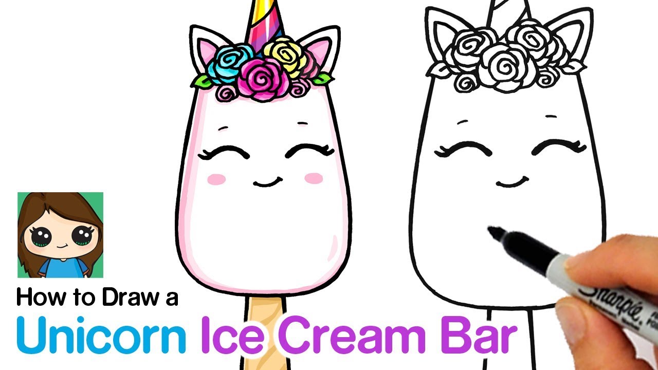 How to Draw a Unicorn Ice Cream Bar Easy - YouTube