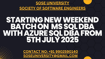 Starting New Batch on MS Sql DBA with Azure Sql DBA from 5th July 2025 || Contact +91 9902590140