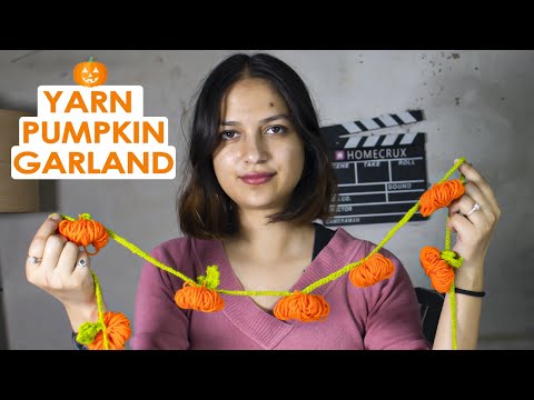 Yarn Pumpkin Garland Tutorial | Halloween Crafts, Fall Decorations