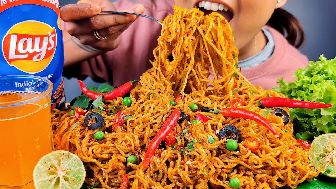 COOKING & EATING SPICY MASALA MAGGI CHALLENGE 🔥🌶️🌶️ WITH EXTRA CHILLIES & LEMON | BEST MAGGI RECIPE 