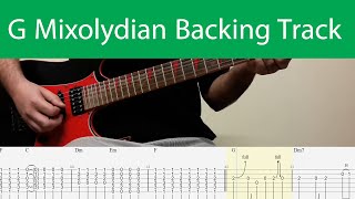 G Mixolydian Rock Guitar Backing Track(Solo Is Included) With Tabs