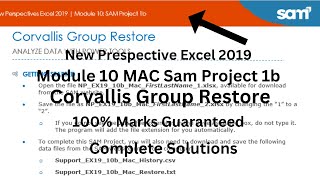 EXCEL MODULE 10 SAM PROJECT MAC B | Corvallis Group Restore || NP_EX19_10B_MAC