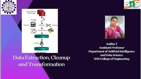 Anitha T,AP/AI&DS |Data Extraction, Cleanup and Transformation tools /Metadata| SNS INSTITUTIONS