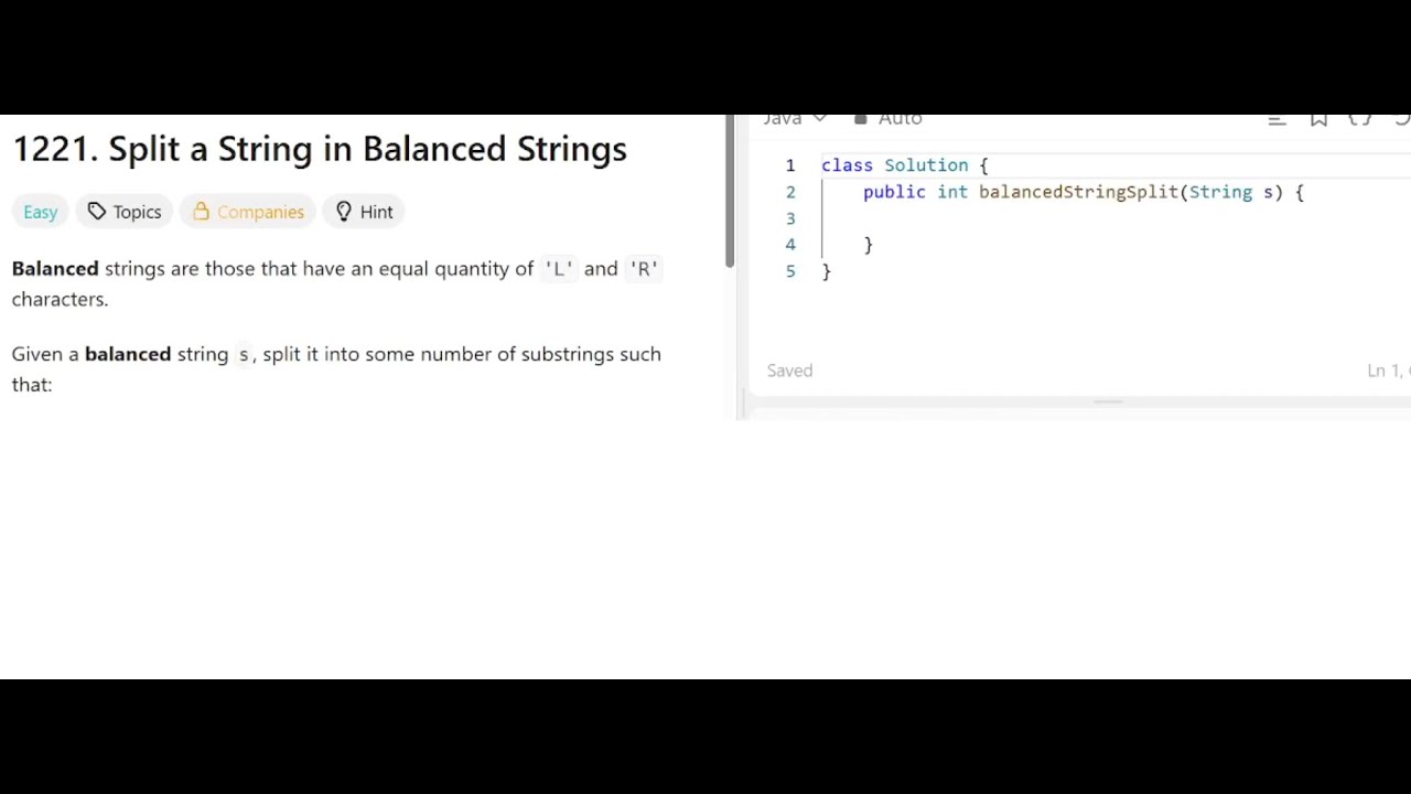 Split a String in Balanced Strings | @faang-academy